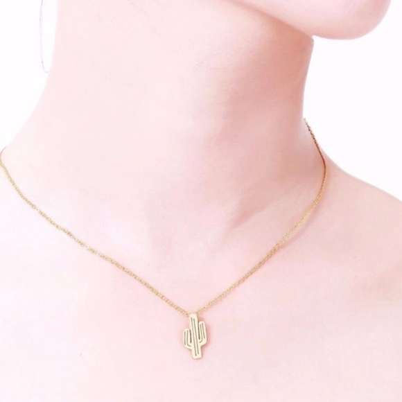 STAINLESS STEEL Gold or silver cactus necklace - Picture 4 of 4